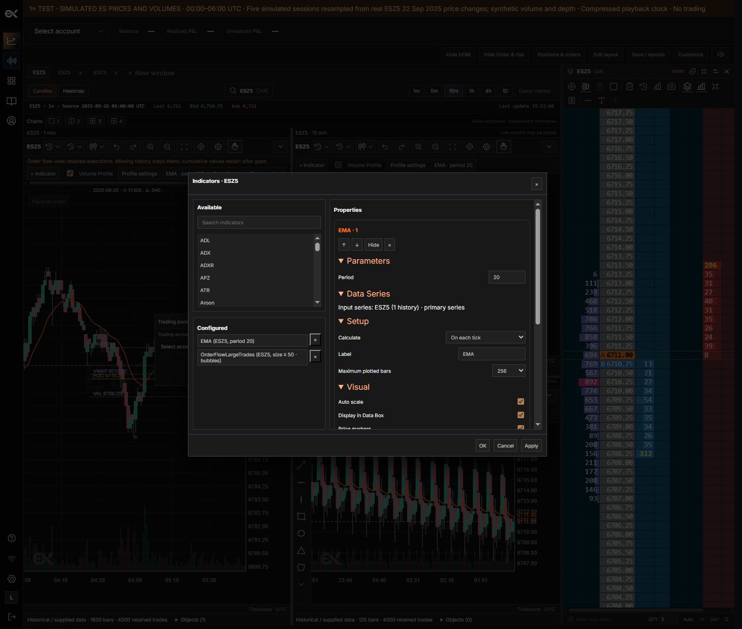 Indicator manager: available, configured and properties